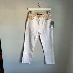 Hudson White and Tan Two Tone Straight Leg Jeans size 27” Minimalist Neutral